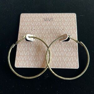 Distressed Brass Toned 2” Hoops Earrings from ViVi 82848